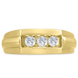 Men's 1/2ct Diamond Ring In 14K Yellow Gold