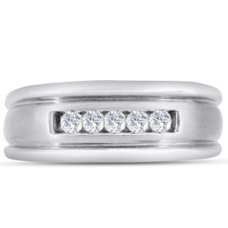 Men's 1/4ct Diamond Ring In 10K White Gold