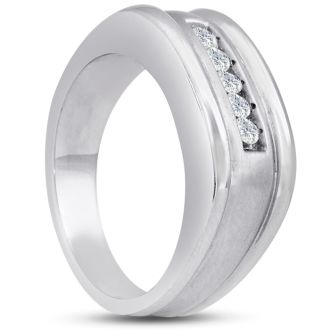 Men's 1/4ct Diamond Ring In 10K White Gold