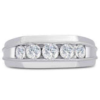 Men's 1ct Diamond Ring In 10K White Gold