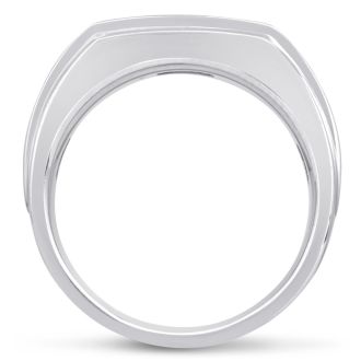 Men's 1ct Diamond Ring In 10K White Gold