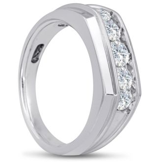 Men's 1ct Diamond Ring In 10K White Gold