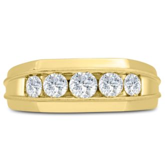 Men's 1ct Diamond Ring In 14K Yellow Gold