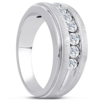 Men's 3/4ct Diamond Ring In 10K White Gold