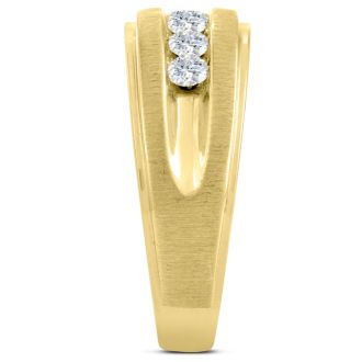 Men's 3/4ct Diamond Ring In 10K Yellow Gold, I-J-K, I1-I2