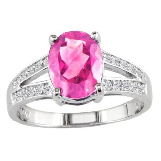 Pink Gemstones 2 1/4 Carat Pink Topaz and Diamond Ring In 14k White Gold