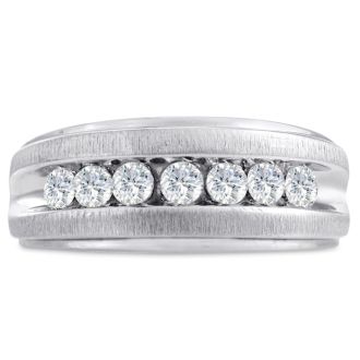 Men's 3/4ct Diamond Ring In 14K White Gold