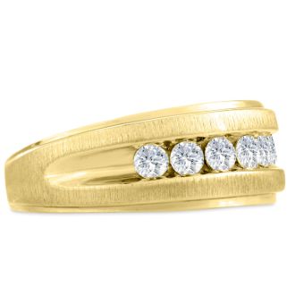 Men's 3/4ct Diamond Ring In 14K Yellow Gold