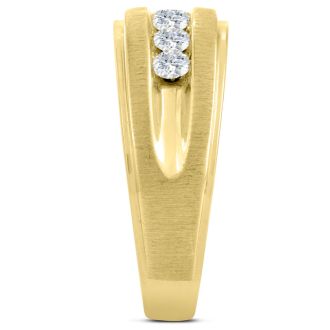 Men's 3/4ct Diamond Ring In 14K Yellow Gold