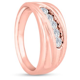 Men's 3/5ct Diamond Ring In 10K Rose Gold, G-H, I2-I3