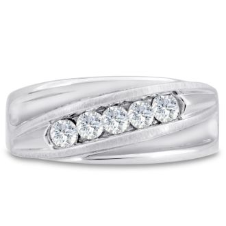 Men's 3/5ct Diamond Ring In 10K White Gold, G-H, I2-I3