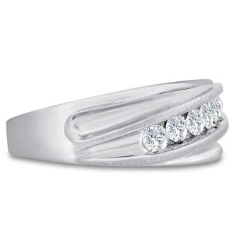 Men's 3/5ct Diamond Ring In 14K White Gold