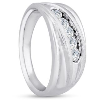 Men's 3/5ct Diamond Ring In 14K White Gold