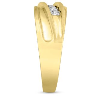 Men's 3/5ct Diamond Ring In 14K Yellow Gold, G-H, I2-I3