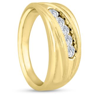 Men's 3/5ct Diamond Ring In 14K Yellow Gold