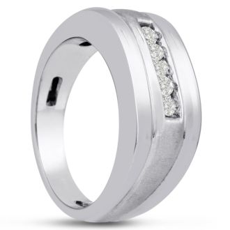 Men's 1/4ct Diamond Ring In 14K White Gold, I-J-K, I1-I2
