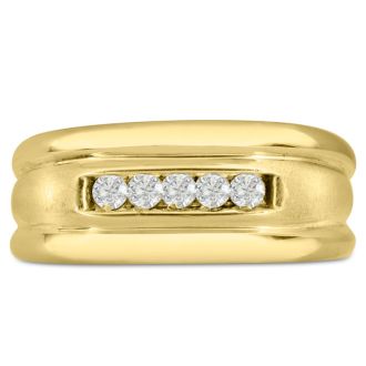 Men's 1/4ct Diamond Ring In 14K Yellow Gold, G-H, I2-I3
