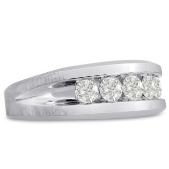 Men's 1ct Diamond Ring In 10K White Gold
