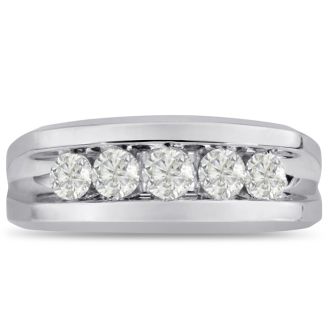 Men's 1ct Diamond Ring In 14K White Gold