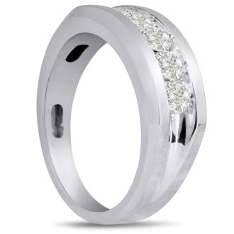 Men's 1ct Diamond Ring In 14K White Gold