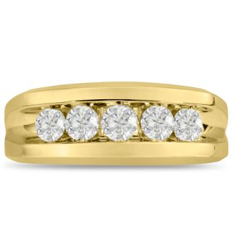 Men's 1ct Diamond Ring In 14K Yellow Gold