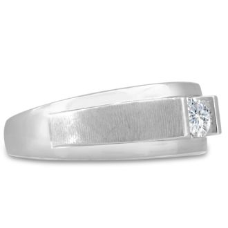 Men's 1/3ct Diamond Ring In 10K White Gold, I-J-K, I1-I2