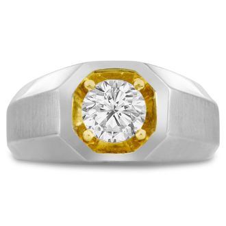 Men's 1ct Diamond Ring In 10K Two-Tone Gold