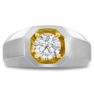 Men's 1ct Diamond Ring In 14K Two-Tone Gold, G-H, I2-I3