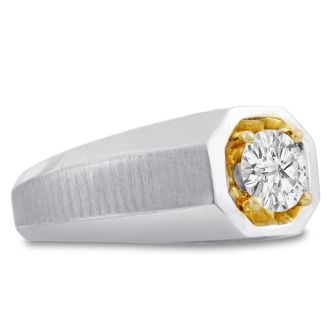 Men's 1ct Diamond Ring In 14K Two-Tone Gold, G-H, I2-I3