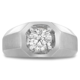 Men's 1ct Diamond Ring In 14K White Gold