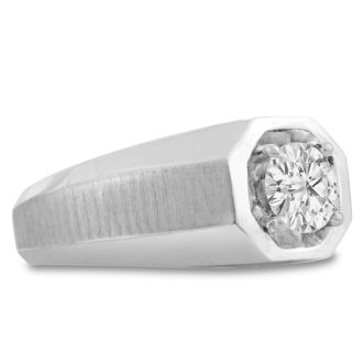Men's 1ct Diamond Ring In 14K White Gold