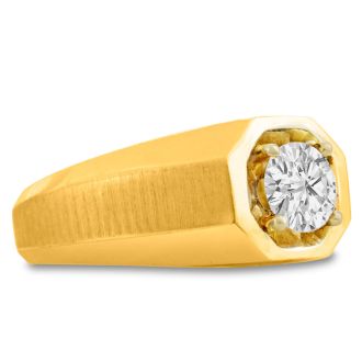 Men's 1ct Diamond Ring In 14K Yellow Gold