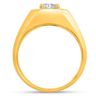Men's 1ct Diamond Ring In 14K Yellow Gold