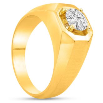 Men's 1ct Diamond Ring In 14K Yellow Gold, G-H, I1-I2