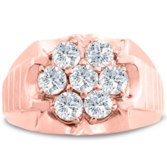 Men's 1 3/4ct Diamond Ring In 10K Rose Gold, I-J-K, I1-I2