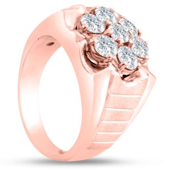 Men's 1 3/4ct Diamond Ring In 10K Rose Gold, I-J-K, I1-I2