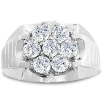 Men's 1 3/4ct Diamond Ring In 10K White Gold, G-H, I2-I3