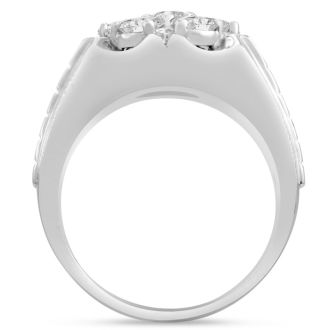 Men's 1 3/4ct Diamond Ring In 10K White Gold, I-J-K, I1-I2