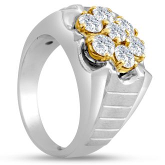 Men's 1 3/4ct Diamond Ring In 10K Two-Tone Gold, G-H, I2-I3