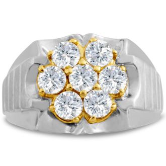 Men's 1 3/4ct Diamond Ring In 10K Two-Tone Gold, I-J-K, I1-I2