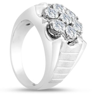 Men's 1 3/4ct Diamond Ring In 14K White Gold, G-H, I2-I3