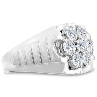 Men's 1 3/4ct Diamond Ring In 14K White Gold
