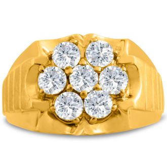 Men's 1 3/4ct Diamond Ring In 14K Yellow Gold, G-H, I2-I3