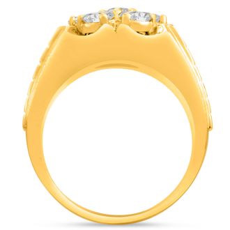 Men's 1 3/4ct Diamond Ring In 14K Yellow Gold