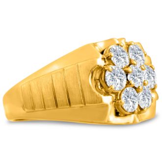 Men's 1 3/4ct Diamond Ring In 14K Yellow Gold, I-J-K, I1-I2
