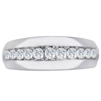 Men's 1ct Diamond Ring In 10K White Gold, I-J-K, I1-I2
