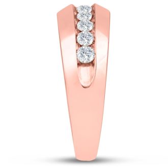 Men's 1ct Diamond Ring In 14K Rose Gold, I-J-K, I1-I2