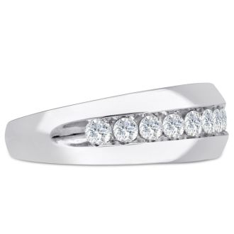 Men's 1ct Diamond Ring In 14K White Gold