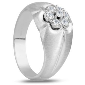 Men's 1/2ct Diamond Ring In 10K White Gold
