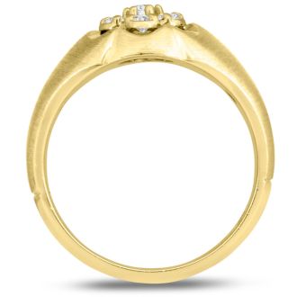 Men's 1/2ct Diamond Ring In 10K Yellow Gold